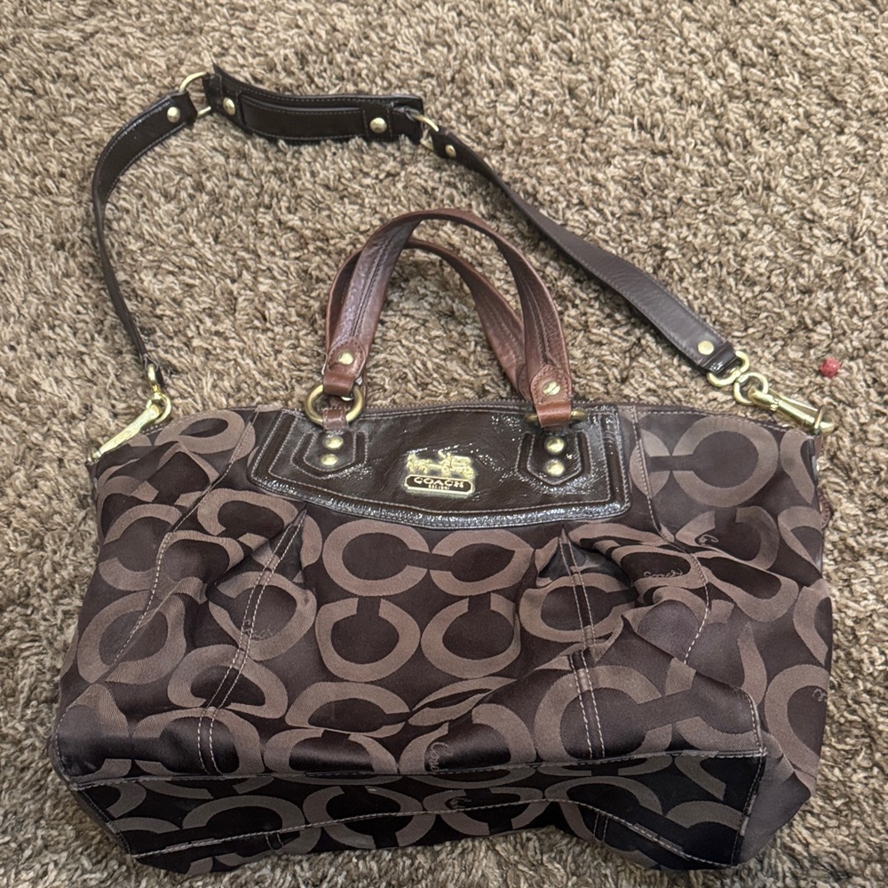 Coach Dark Brown Signature Shoulder Bag